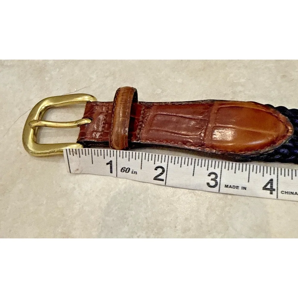 Brighton Men's Braided Adjustable Belt Black Brown Brass Buckle Size 40 Preppy